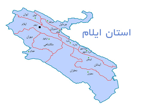 نقشه استان ایلام