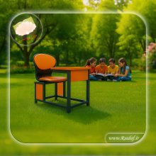 میز و صندلی تک نفره مدل آکوبا مناسب دانش‌آموزان، طراحی ارگونومیک و صندلی فایبرگلاس با روکش چرم – تولیدی علم گستر صدف