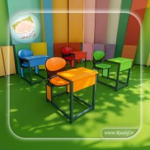 میز و صندلی تک نفره مدل آکوبا مناسب دانش‌آموزان، طراحی ارگونومیک و صندلی فایبرگلاس با روکش چرم – تولیدی علم گستر صدف